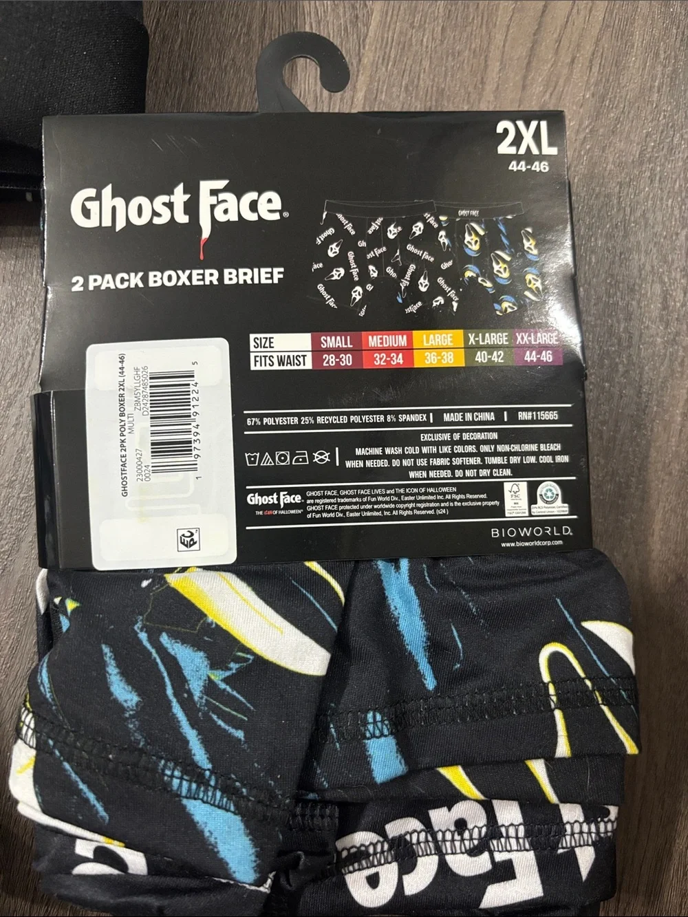 Ghost Face Men's Boxer Briefs! Size 2XL! NWT. 3 PACKS of TWO!